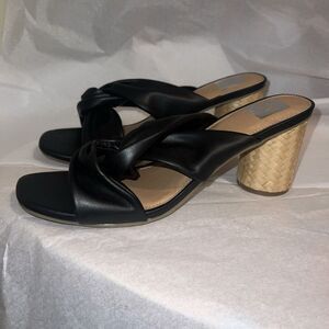 DV Dolce Vita Black Sandals Jute Block Round Heel 11‎